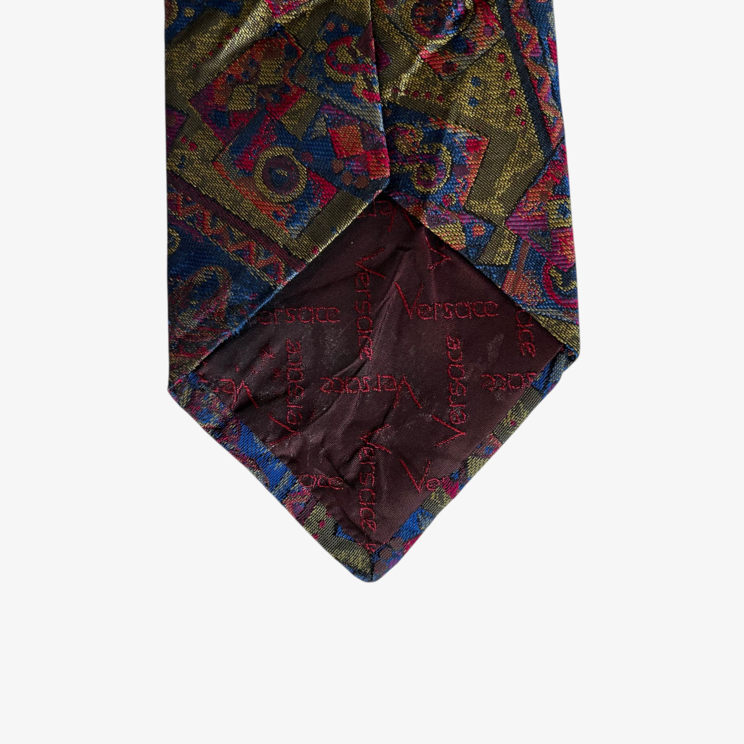 Versace Vintage 80s Gianni Versace Abstract Print Green Silk Tie Size ONE SIZE - 3 Thumbnail