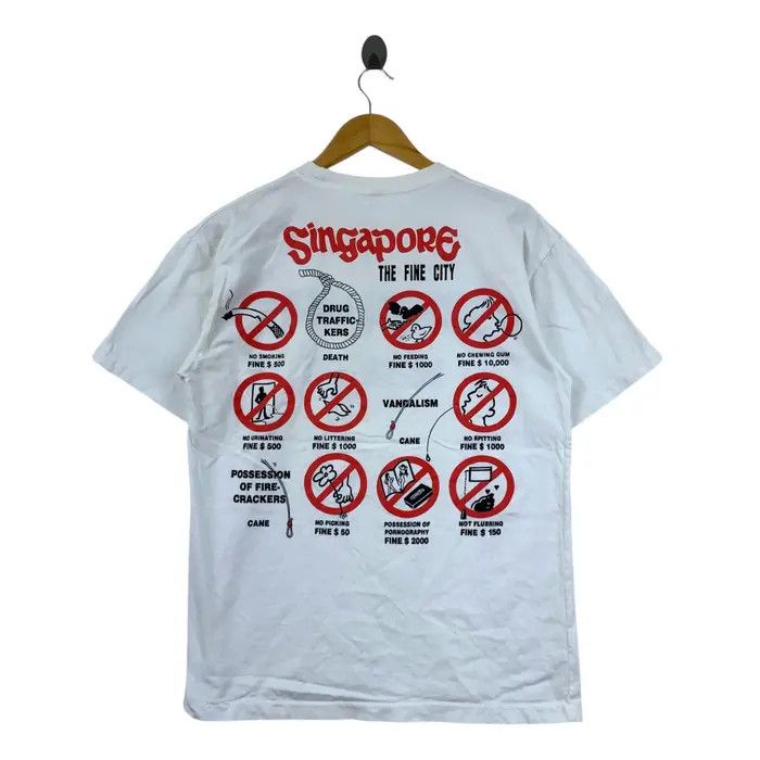 Vintage SINGAPORE THE FINE CITY No Chewing Gum Tee Shirt Size US M / EU 48-50 / 2 - 3 Thumbnail
