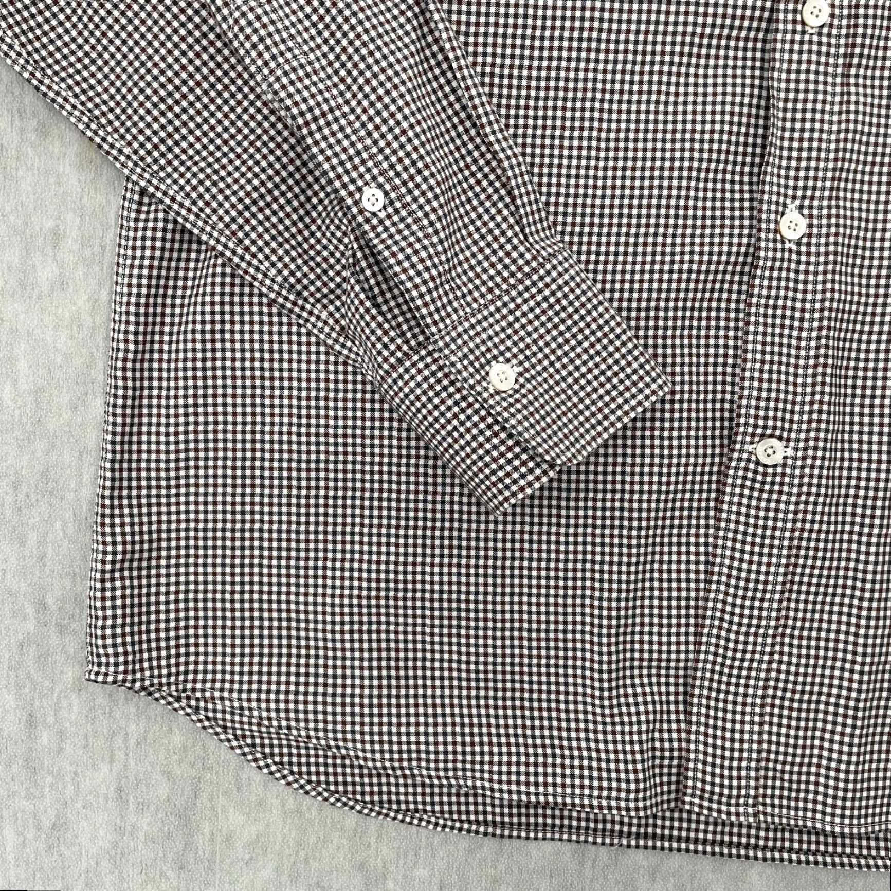 Canali VINTAGE Canali Check Shirt Men's Large Long Sleeve Casual Business Italy Brown Black Cotton Size US L / EU 52-54 / 3 - 4 Thumbnail