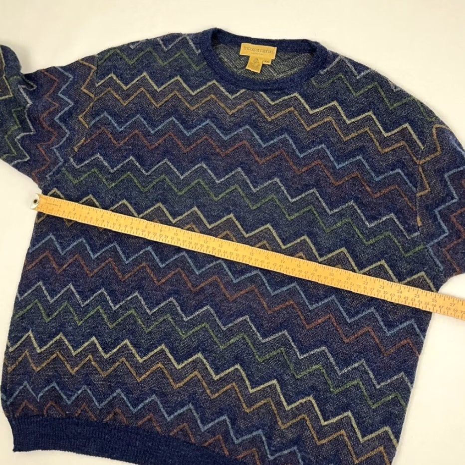 Vintage VINTAGE Tricots St. Raphael Sweater Mens 2XL Blue Merino Wool Zig Zag Cosby Crew Jumper Size US XXL / EU 58 / 5 - 4 Thumbnail