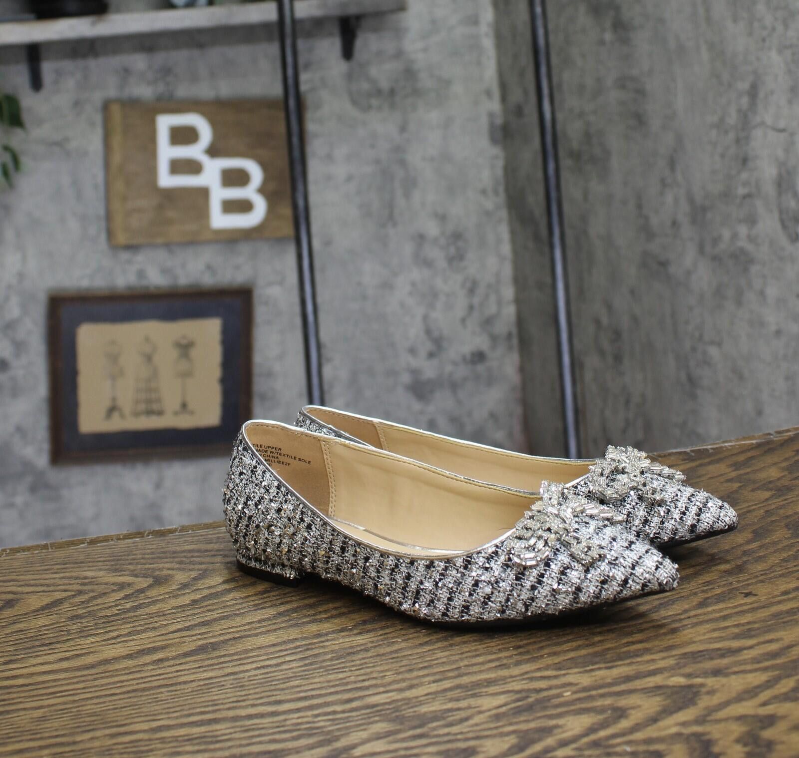 Other Nwt On 34th Bow Flats 10019810900 Silver Tweed Gray 5m Size US 5 / IT 35 - 1 Thumbnail
