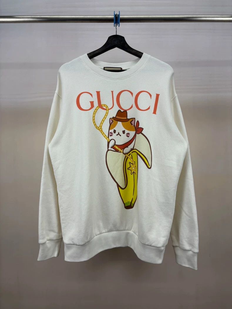 Gucci Gucci White banana cat sweatshirt 2502-Nextarrow Size US S / EU 44-46 / 1 - 1 Thumbnail