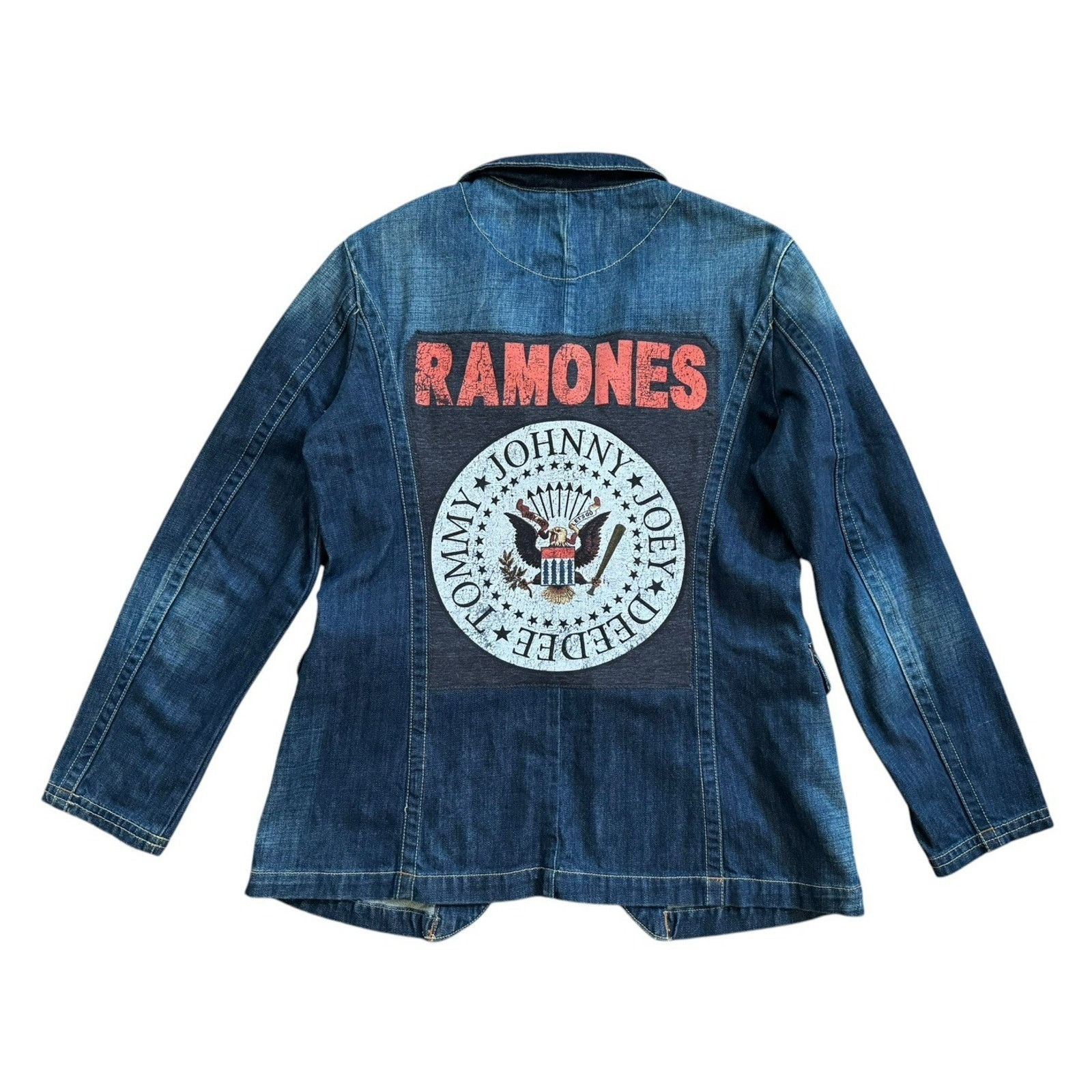 Zara RAMONES 70s 80s Retro Vintage Upcycled Denim Jacket Blazer Size US XL / EU 56 / 4 - 6 Thumbnail