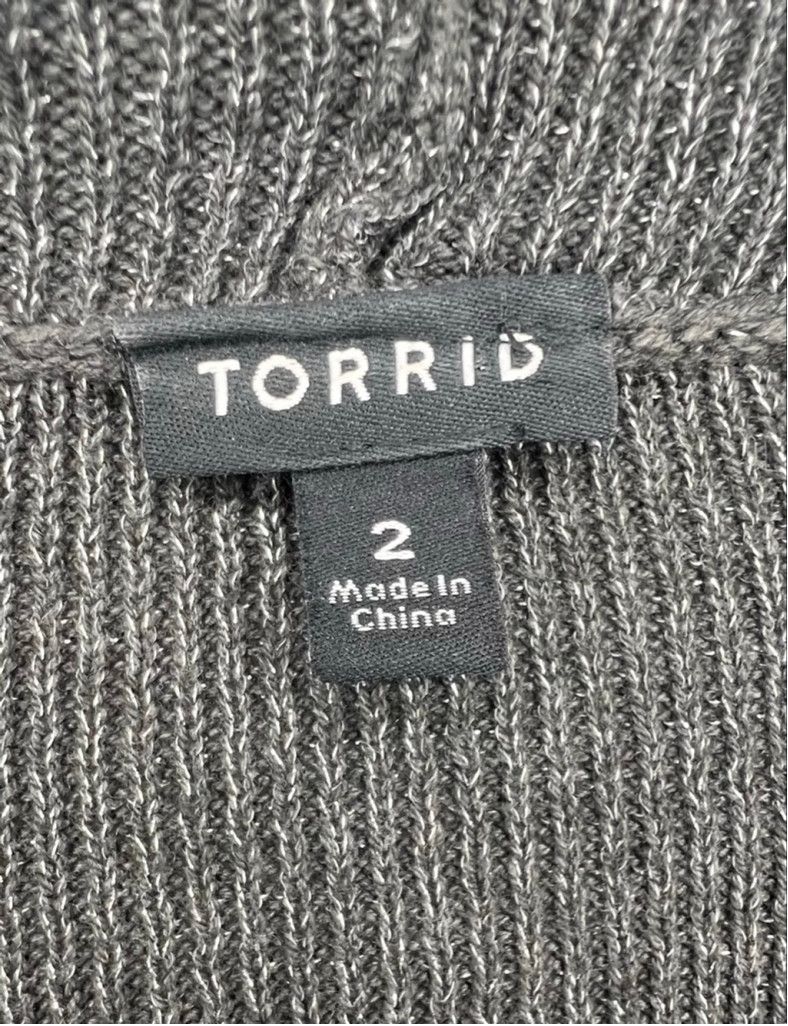 Torrid Torrid Draped Grey Cardigan With Metallic Silver Threading Size XS / US 0-2 / IT 36-38 - 2 Thumbnail