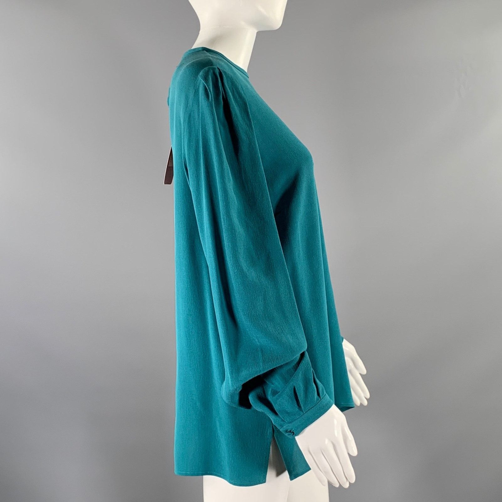 Etro ETRO Size M Blue Turquoise Silk Textured See Through Top Size M / US 6-8 / IT 42-44 - 2 Thumbnail