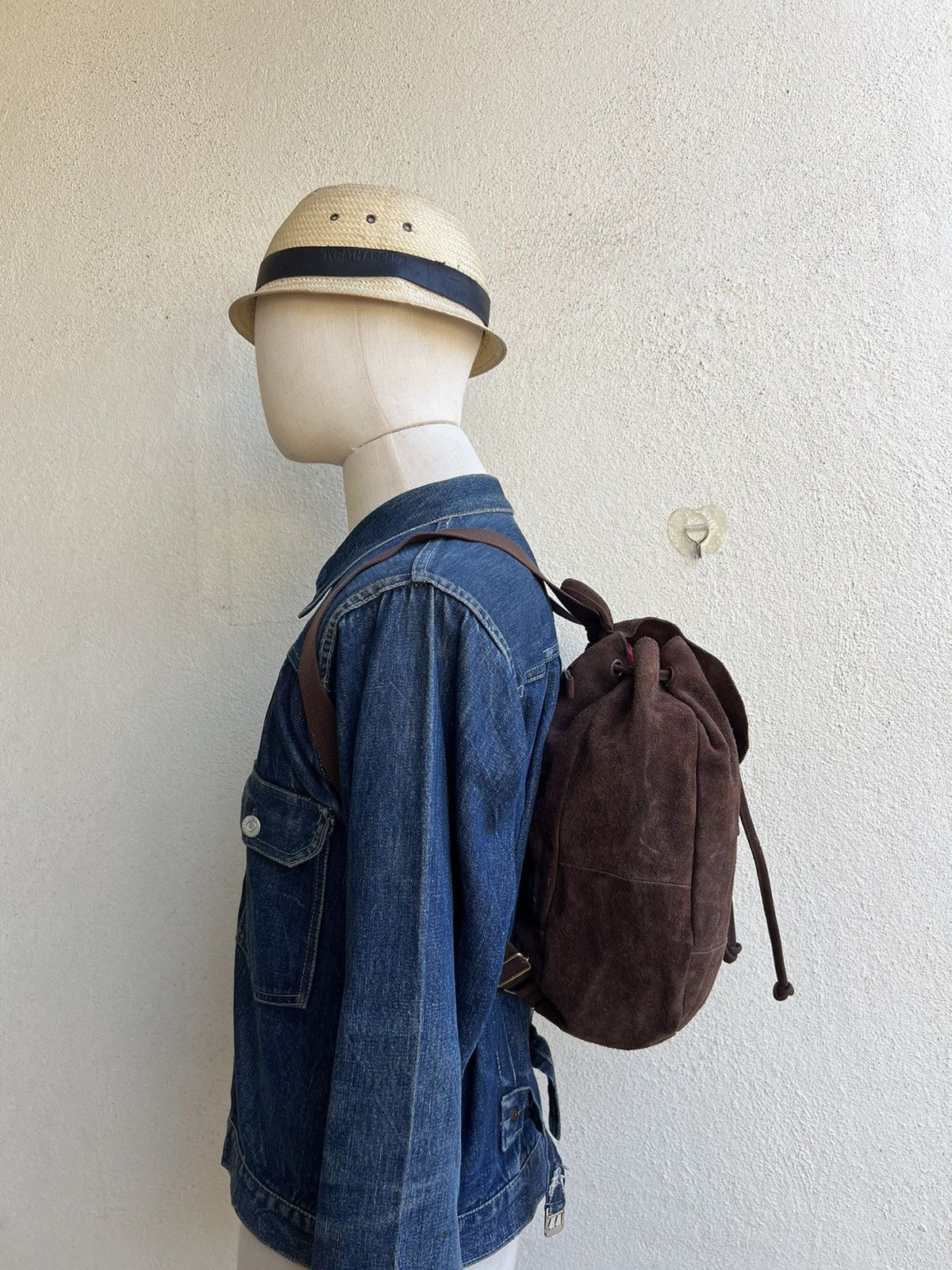 Leather Vintage 90s VIA DEMIZON Japan Suede Leather Backpack Bag Size ONE SIZE - 2 Thumbnail
