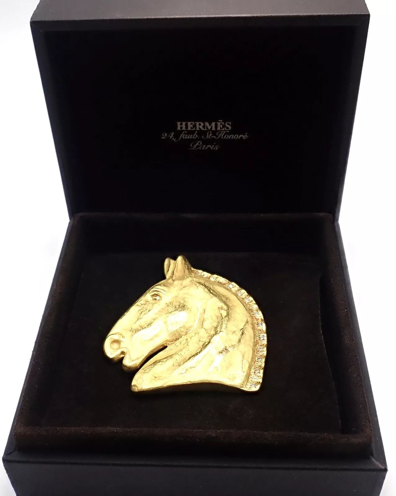 Hermes Paris 18k Solid Yellow Gold Diamond Horse Extra Large Brooch Size ONE SIZE - 5 Thumbnail