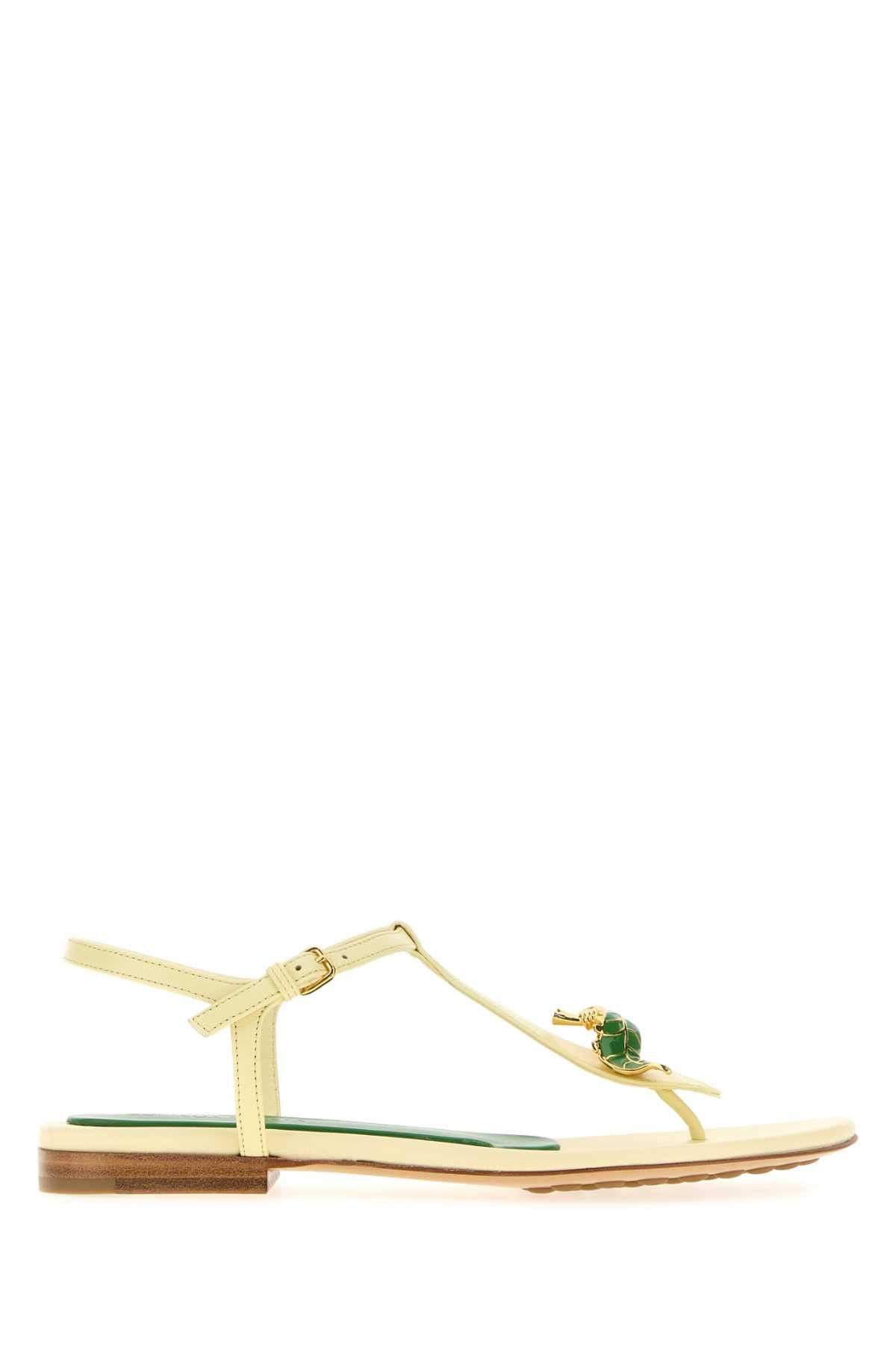 Pastel Yellow Leather Rana Flora Sandals
