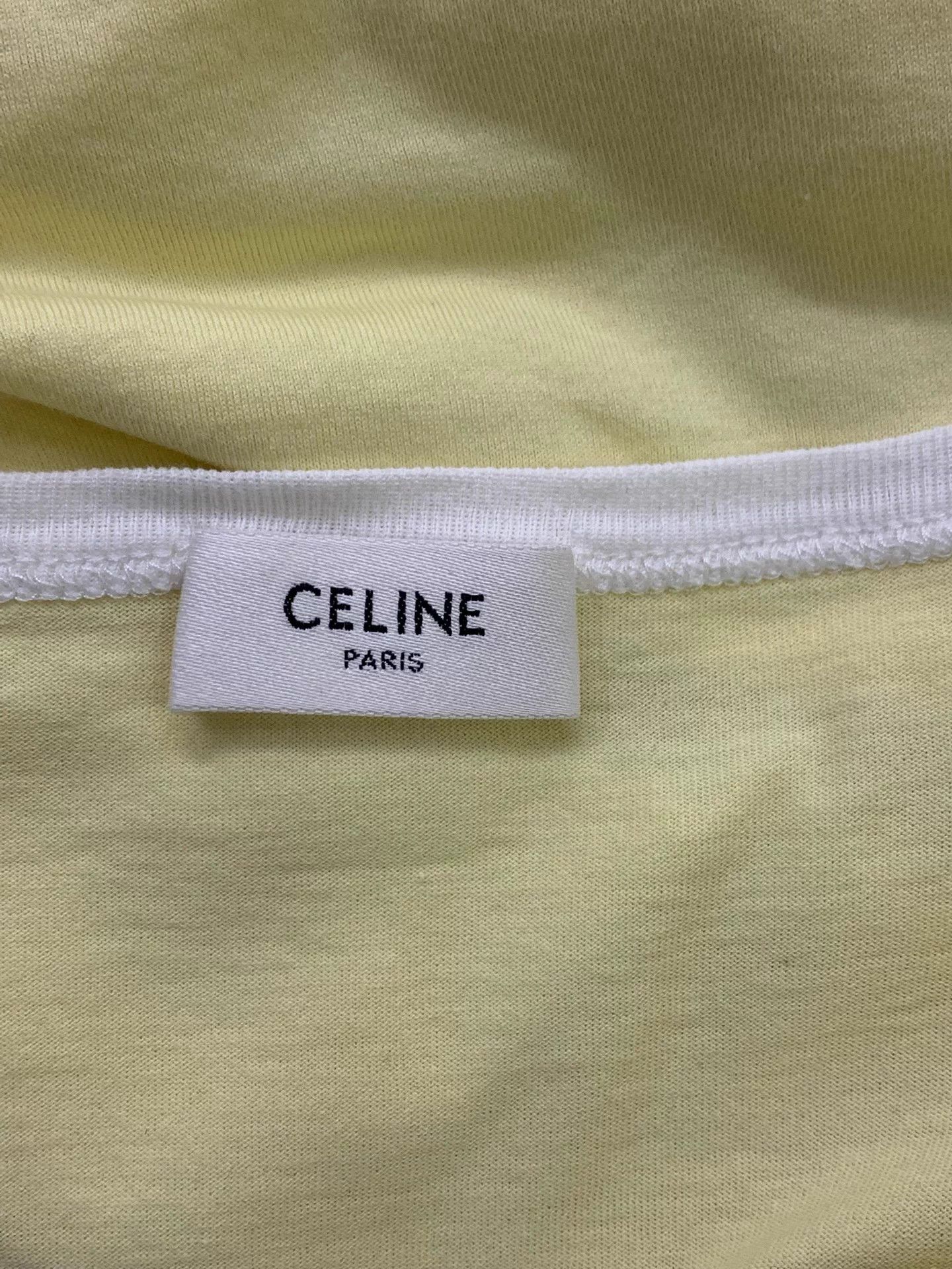 Celine Celine yellow & white logo T-shirt M new Size M / US 6-8 / IT 42-44 - 4 Thumbnail