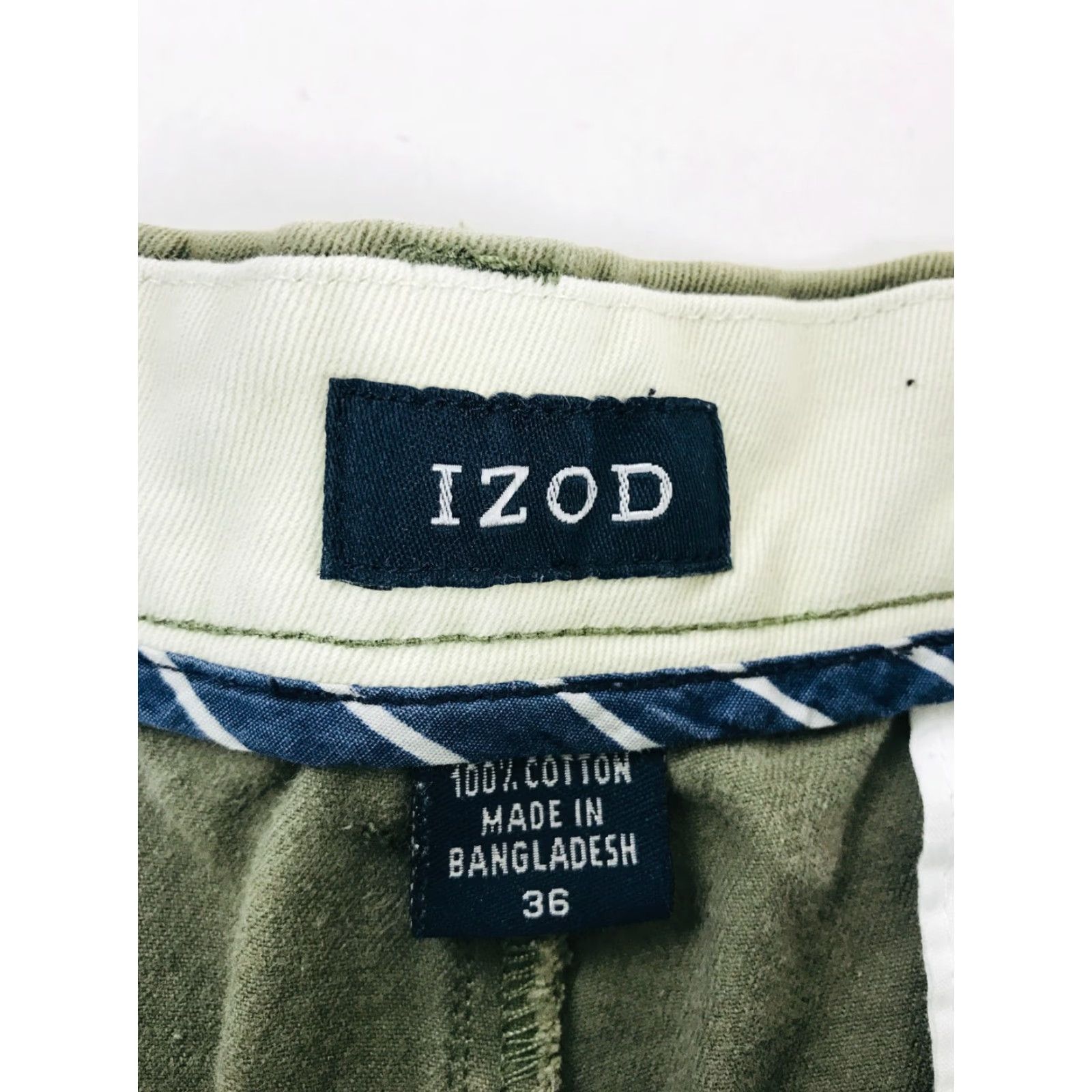 Izod IZOD Dress Shorts Mens 36 Green Flat Front Chino Cotton Blend Casual Regular Size 36 Web Mens Size US 36 / EU 52 - 6 Thumbnail
