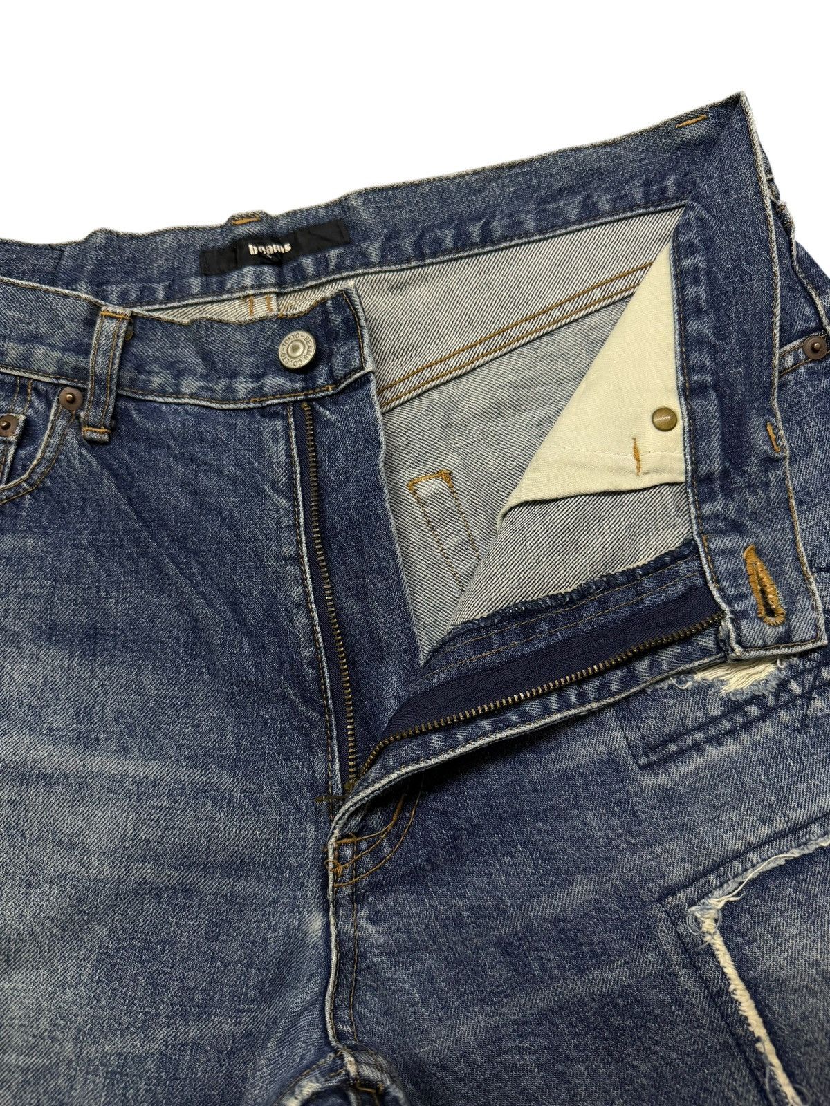 Beams Plus Vintage BEAMS Tokyo Distressed Patchwork Denim Jeans Japan Size US 34 / EU 50 - 9 Thumbnail