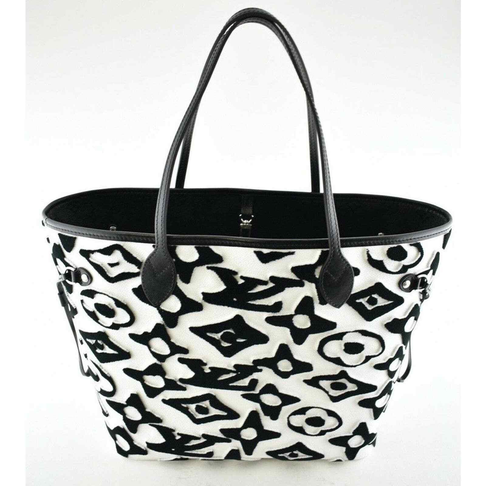 Louis Vuitton Louis Vuitton Neverfull Black White Handle Shoulder Bag Size ONE SIZE - 7 Thumbnail