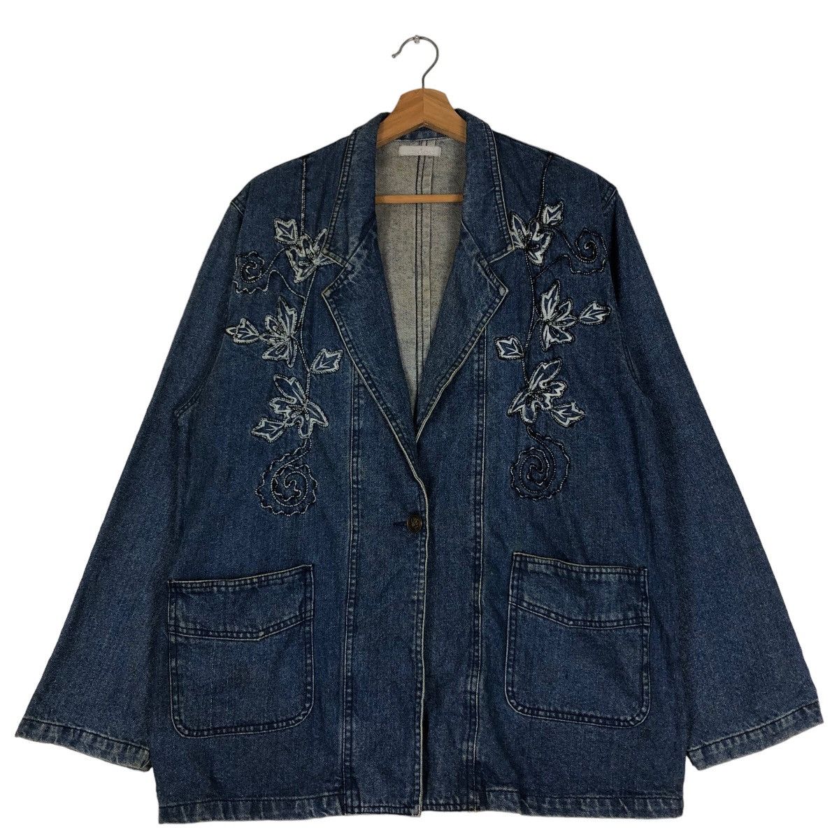 Japanese Brand 🔥Vtg Denim Jacket Embroidered Flower Corrose Issey Miyake Size US M / EU 48-50 / 2 - 1 Thumbnail