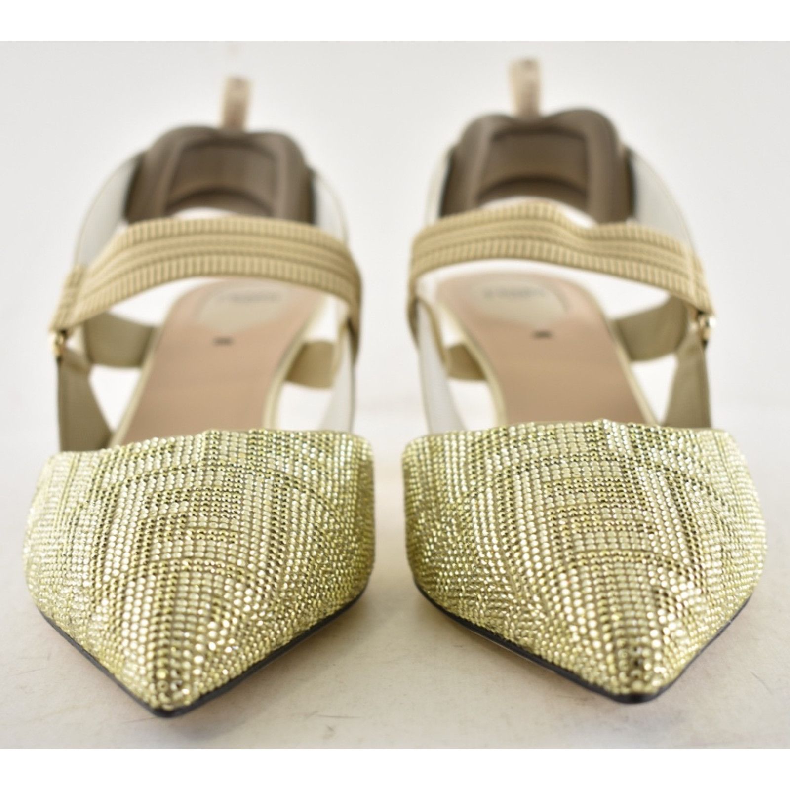 Fendi Fendi Colibri 55mm Gold Strass Crystal FF Slingback 42 Size US 12 / IT 42 - 9 Thumbnail