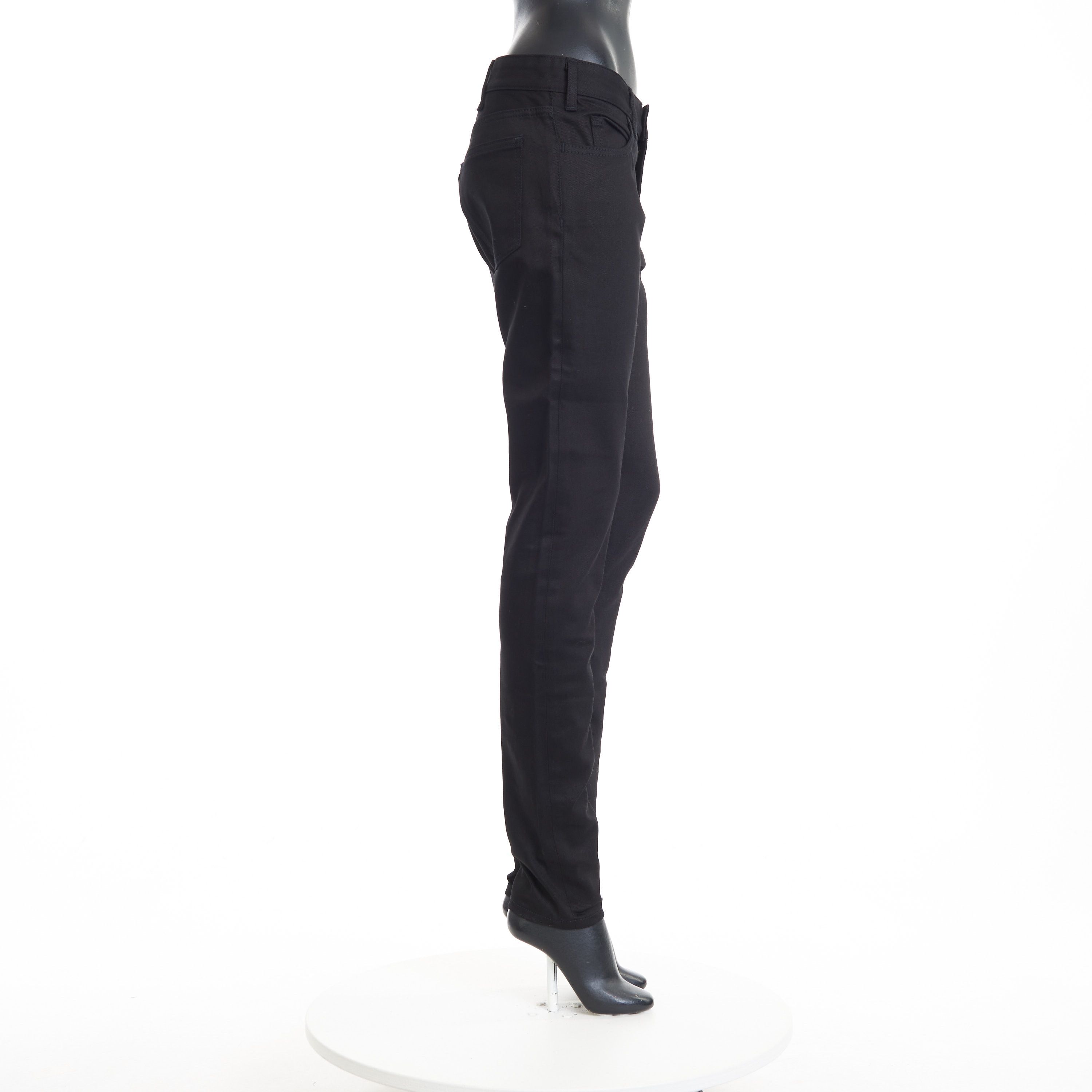 Celine Skinny Jeans In Pure Black Wash Denim, Mid Rise Size 27" / US 4 / IT 40 - 7 Thumbnail