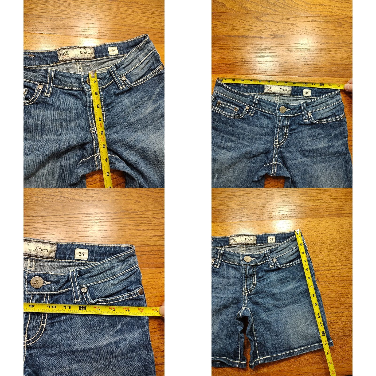 Vintage BKE Denim Shorts Womens Bermuda 26 Blue Distressed 5-Pocket Button Casual Travel Modern American Stella 6in Rise Jeans Distressed Casual Whiskers Size 26" / US 2 / IT 38 - 8 Thumbnail