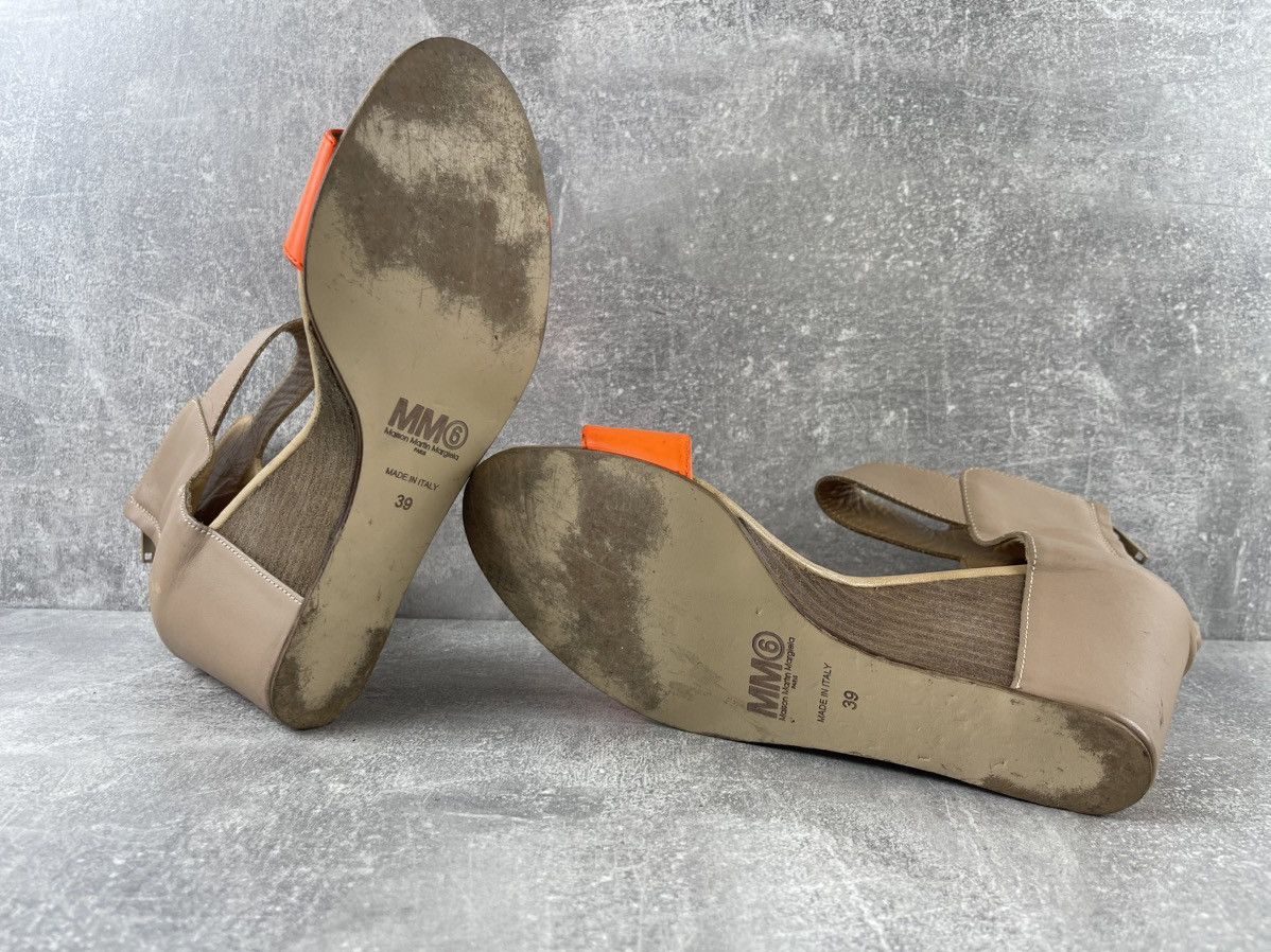 MM6 MM6 Maison Margiela Tan Beige Orange Leather Wedge Sandals Size US 9 / IT 39 - 8 Thumbnail