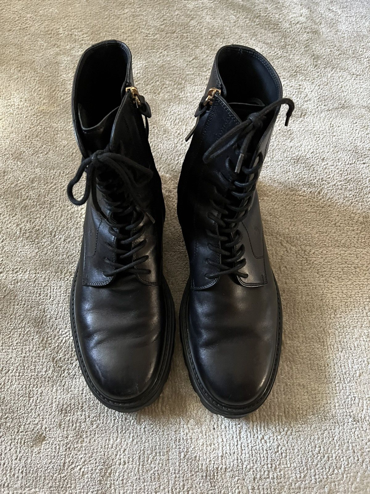 Balenciaga Todd Calf Leather Combat Boots Size US 12 / EU 45 - 3 Thumbnail