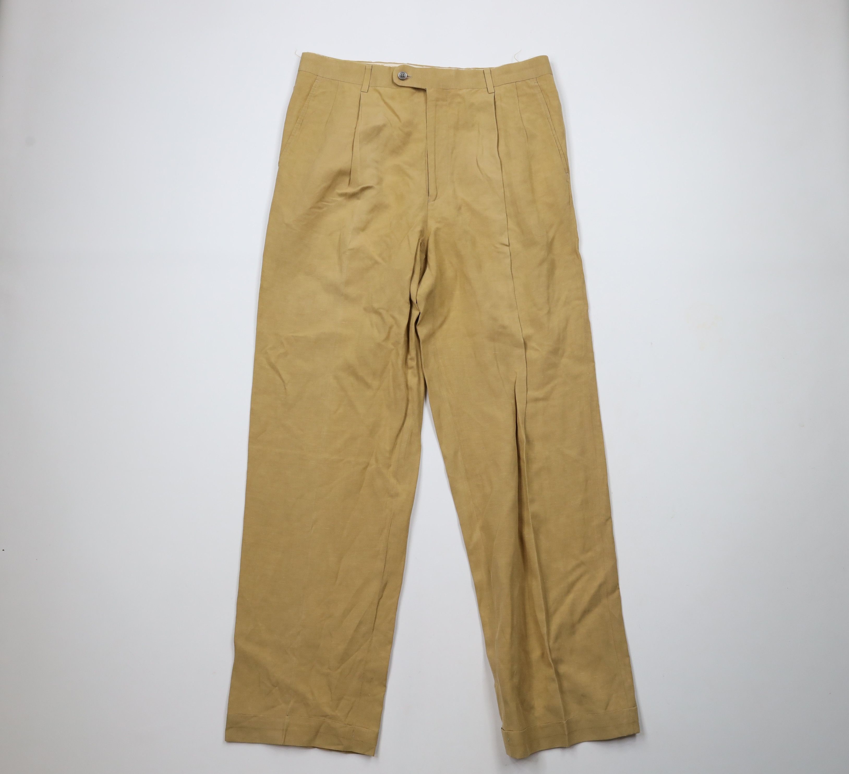 Vintage Vintage 90s Streetwear Silk Linen Wide Leg Chino Pants Size US 34 / EU 50 - 1 Thumbnail