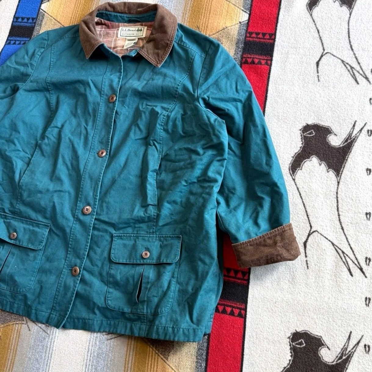 Vintage VINTAGE L.L. Bean Coat 3XL Teal Blue Corduroy Plaid Lined Womens Size XXL / US 16-18 / IT 52-54 - 5 Thumbnail