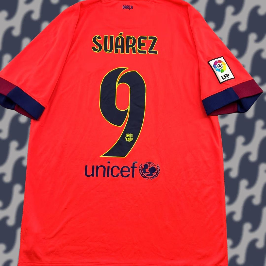 Nike Nike Barcelona 2014 2015 Away Suarez Football Jersey Mens Medium Shirt Orange Short Sleeve Moisture Wicking Quick Dry Sports Football Size US M / EU 48-50 / 2 - 1 Thumbnail