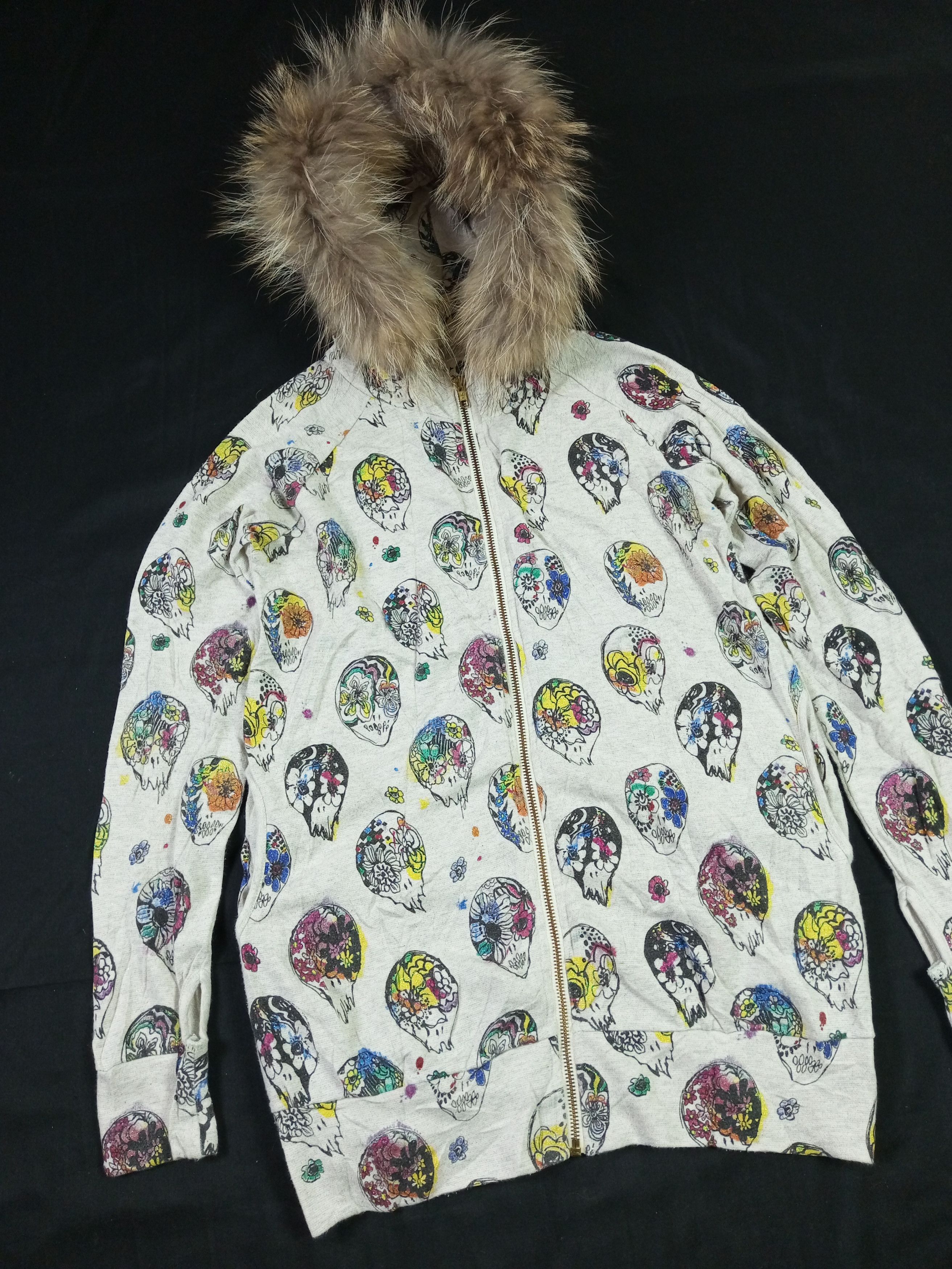 Japanese Brand Fur Hoodie All Over Skull Print Ifsixwasnine Igb Style Size US M / EU 48-50 / 2 - 3 Thumbnail