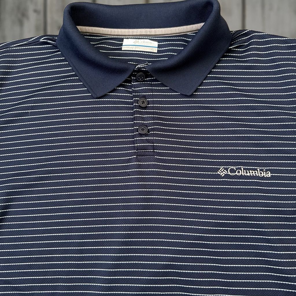 Vintage Columbia Shirt Mens Large Blue Striped Short Sleeve Pullover Polo Size US L / EU 52-54 / 3 - 1 Thumbnail