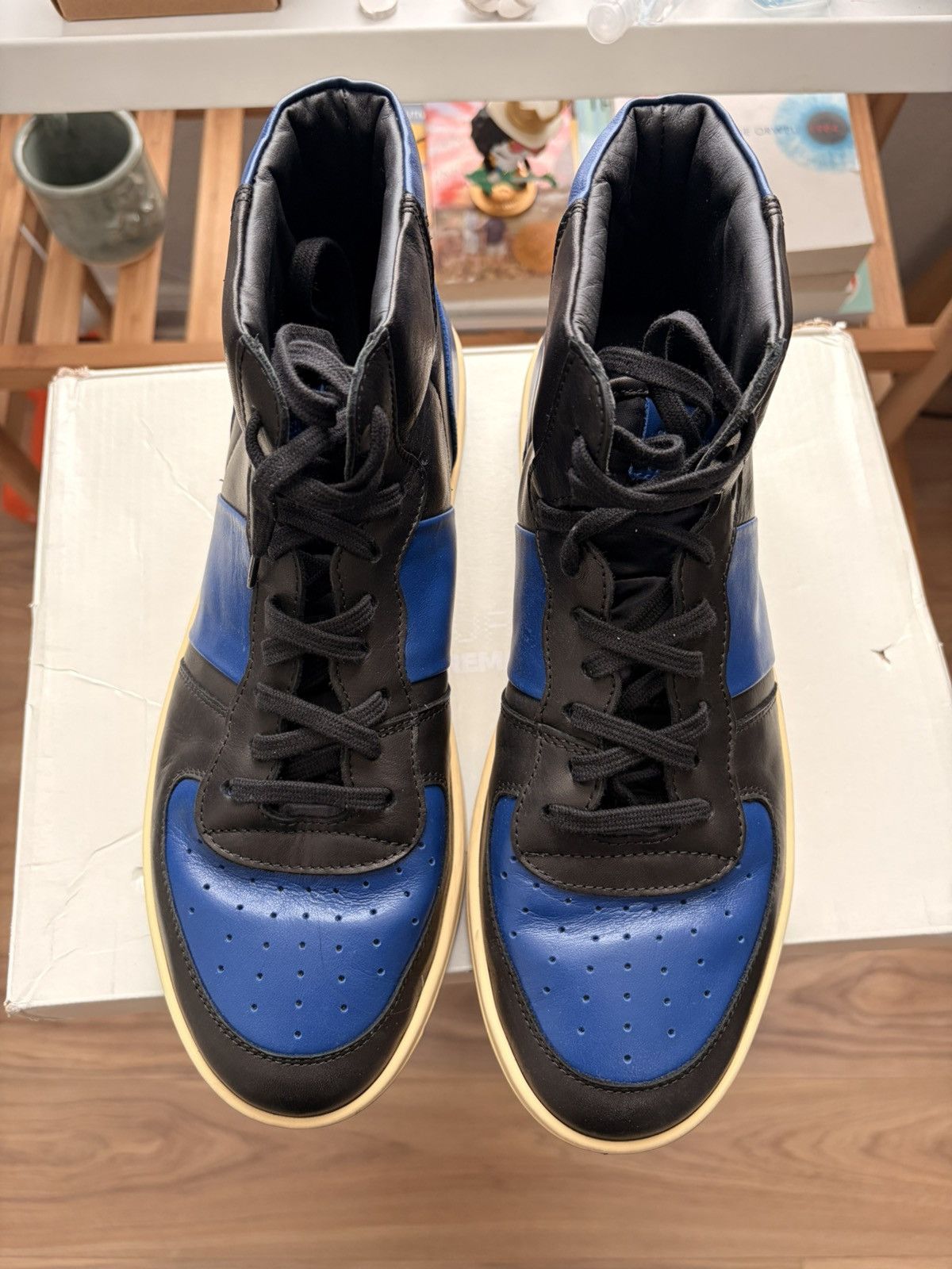 Collegium Collegium High-Top Sneaker – Black/Blue Leather Size US 9 / EU 42 - 4 Thumbnail