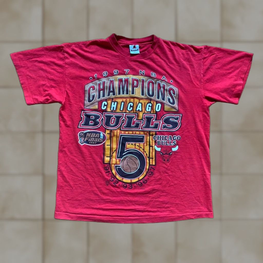Riddell VTG 1997 NBA Finals Chicago Bulls 90s Single Stitch Mens XL T-shirt USA Made RARE Size US XL / EU 56 / 4 - 1 Thumbnail