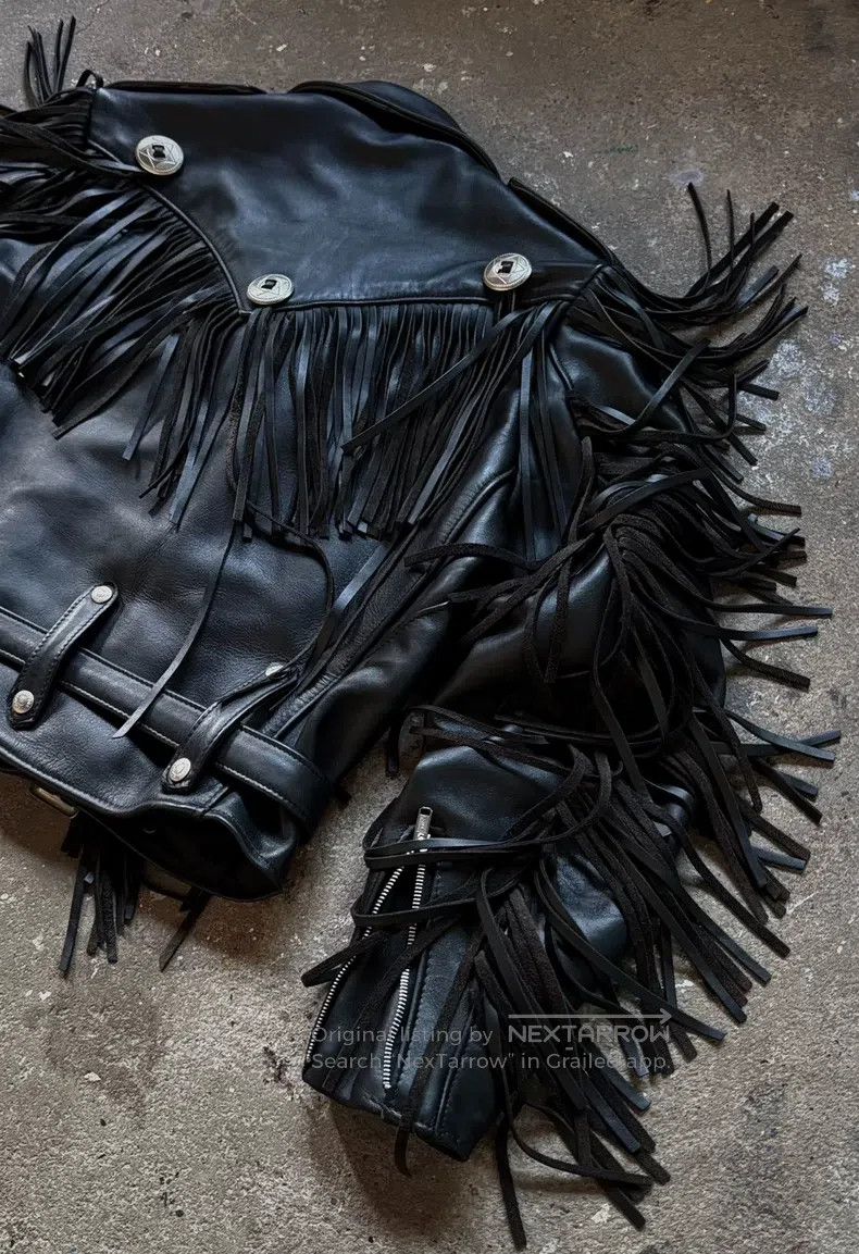 Schott Schott Retro heavy fringed motorcycle leather jacket Size US L / EU 52-54 / 3 - 7 Thumbnail