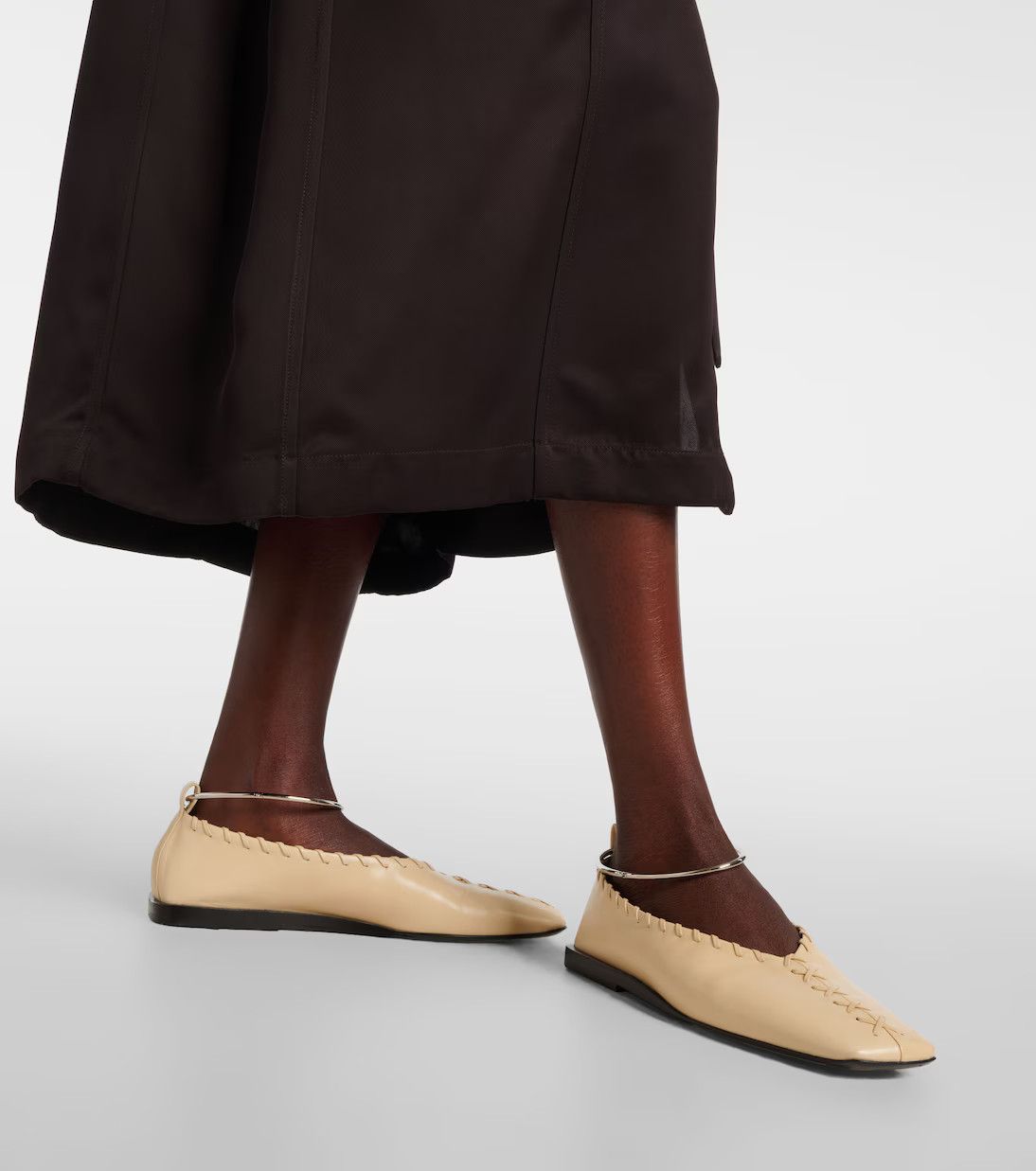 Jil Sander JIL SANDER Leather Ballet Beige Flats (39 IT/40 EU) Size US 9 / IT 39 - 2 Thumbnail