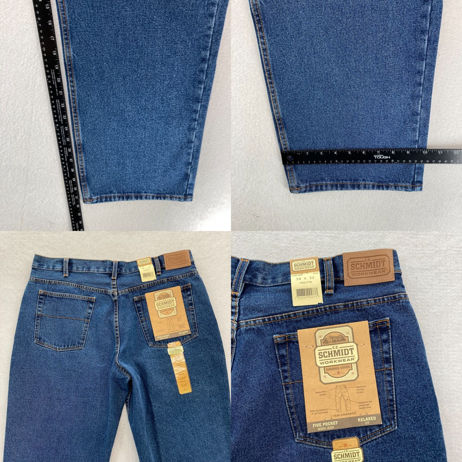 Vintage Foundry Relaxed Straight Jeans Mens 38x32 Medium Wash Blue Denim Workwear Pants Size US 38 / EU 54 - 8 Thumbnail