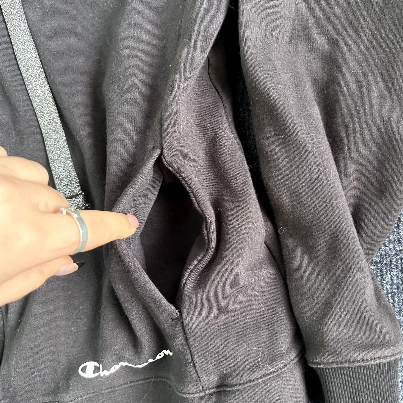 Champion Champion Jacket Womens Medium Black Full Zip Track Glitter Trim Pockets Size M / US 6-8 / IT 42-44 - 4 Thumbnail