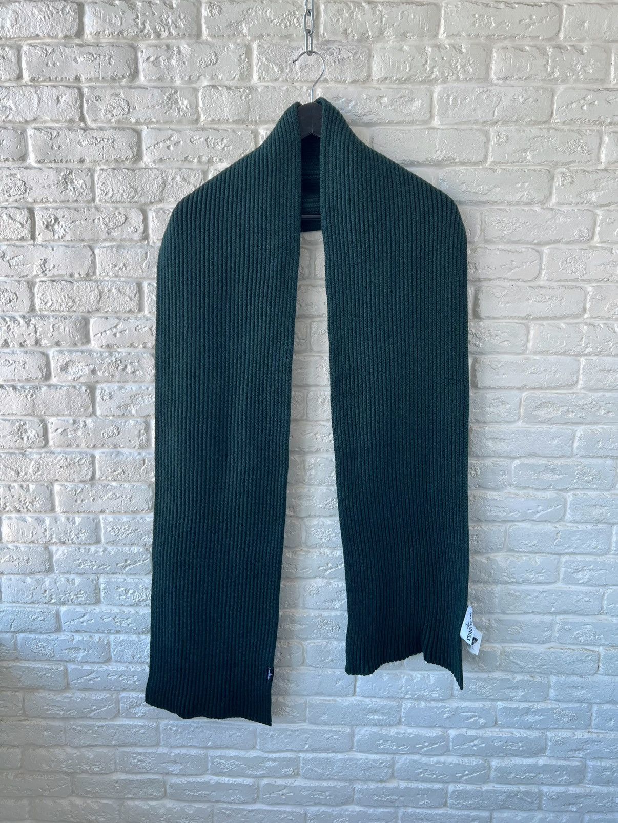 Stone Island Stone Island Green Lana Wool Knit Ribbed Scarf Size ONE SIZE - 1 Thumbnail