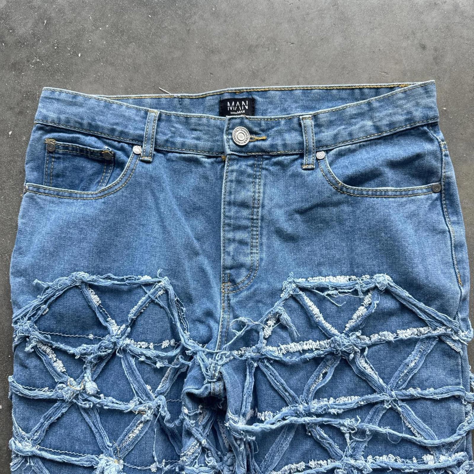 Other Diamond Denim Pattern Distressed Jeans Size US 32 / EU 48 - 3 Thumbnail