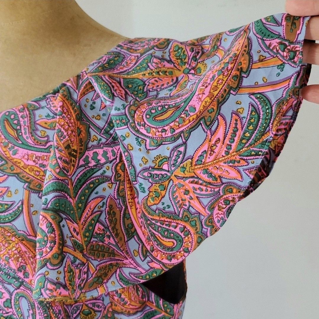 J.Crew J. Crew Size 16 Dress Silk Ruffle Paisley Blue Pink Floral Size XL / US 12-14 / IT 48-50 - 5 Thumbnail