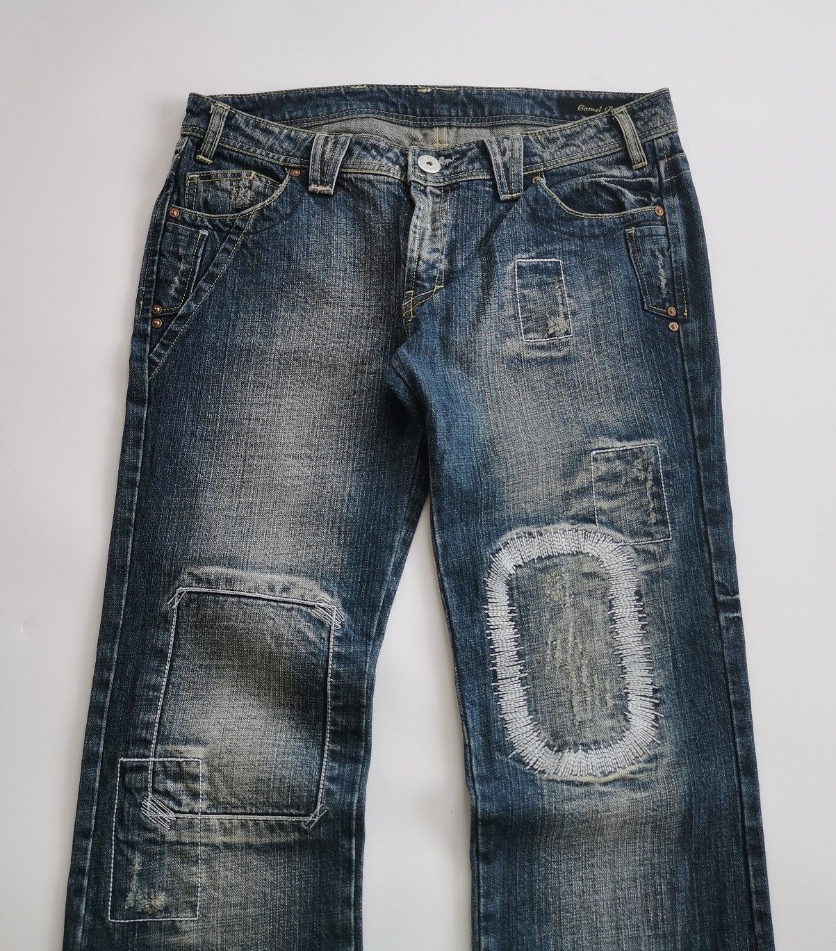 Japanese Brand Vintage Bootcut Camel Road Patchwork Denim Jeans Size 32" / US 10 / IT 46 - 1 Thumbnail
