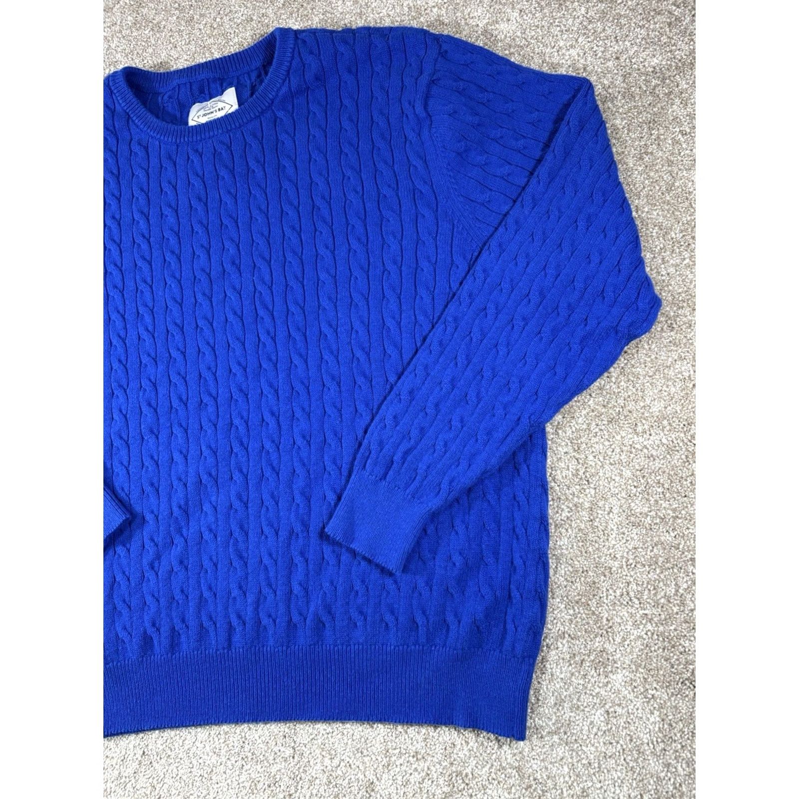 Vintage St. John's Bay Sweater Mens XL Blue Cable Knit Crewneck Pullover Size US XL / EU 56 / 4 - 3 Thumbnail
