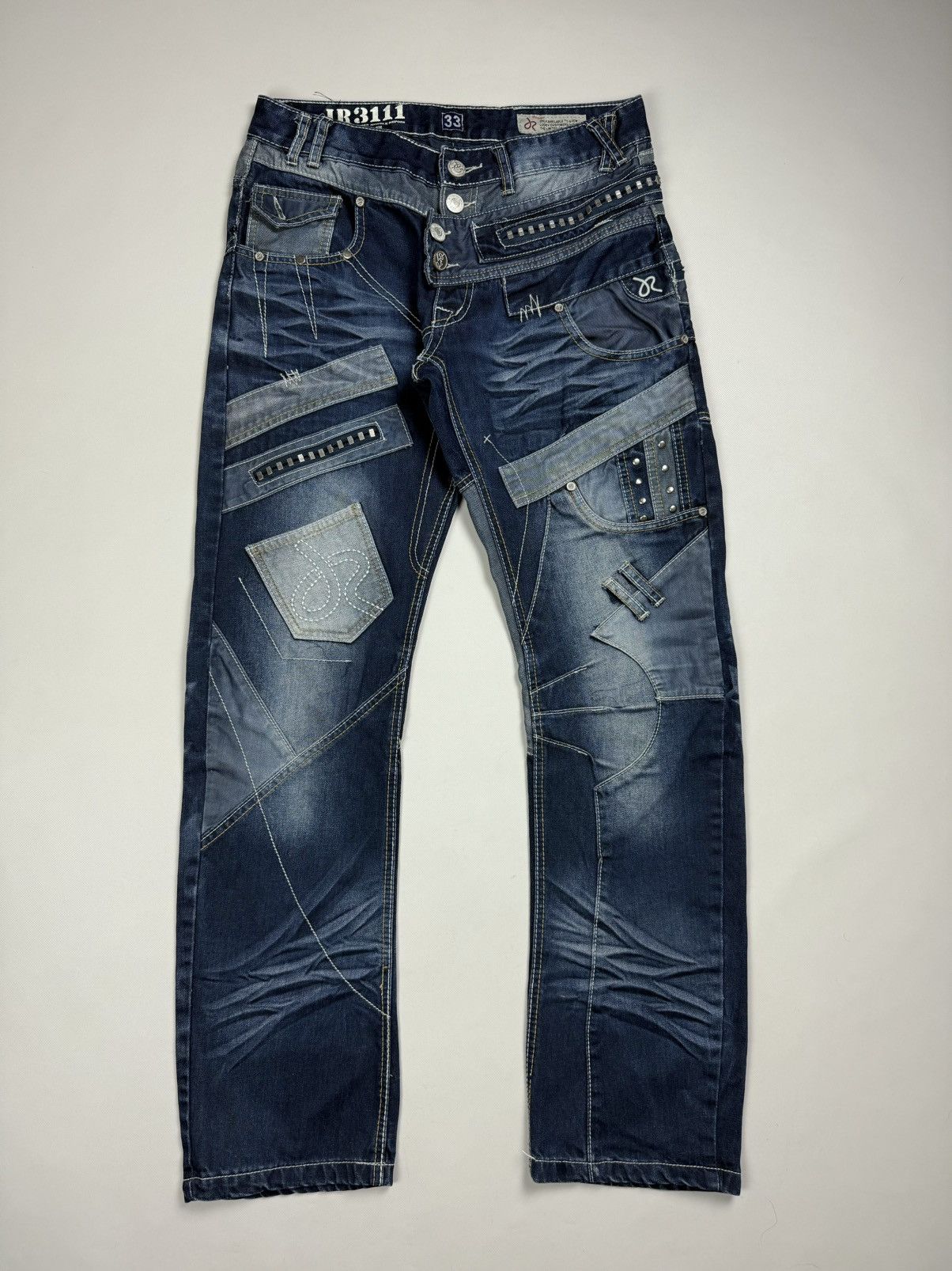 Japanese Brand J-Rag Men’s Japanese Style Multipocket Patchwork Jeans Size US 33 - 1 Thumbnail