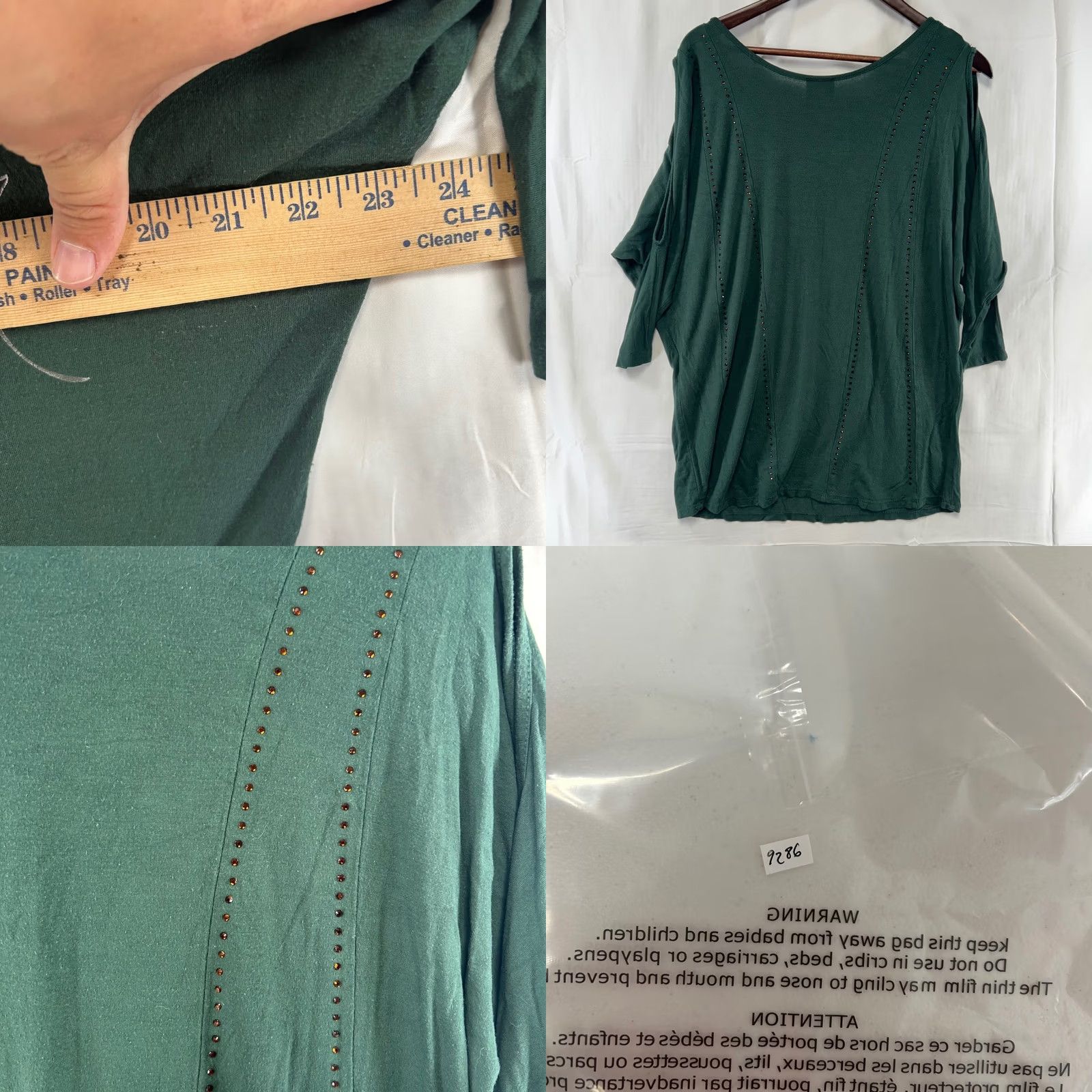 Harley Davidson Harley-Davidson Cold Shoulder Top Womens Medium Green Rhinestone Wing Graphic Size M / US 6-8 / IT 42-44 - 8 Thumbnail