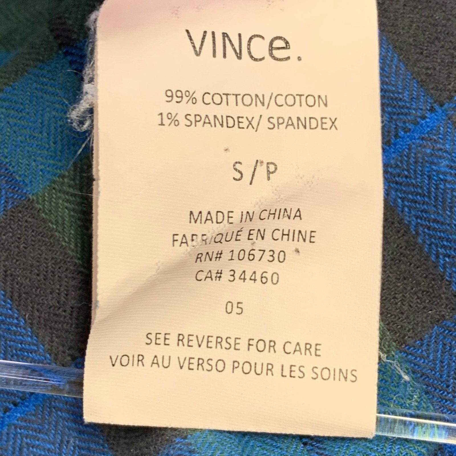 Vince Green Blue Plaid Cotton Blend Raw Edge Long Sleeve Shirt Size US S / EU 44-46 / 1 - 5 Thumbnail