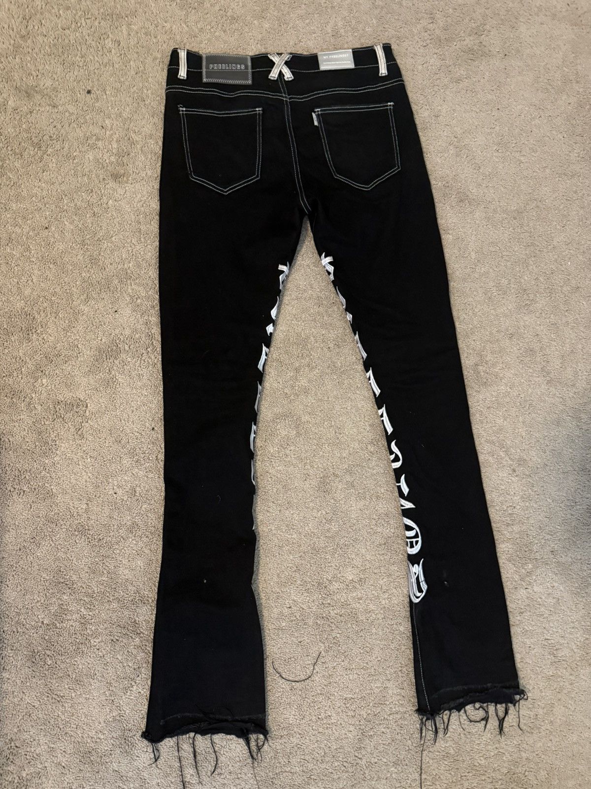 Other Black flared denim with text Size US 32 / EU 48 - 2 Thumbnail