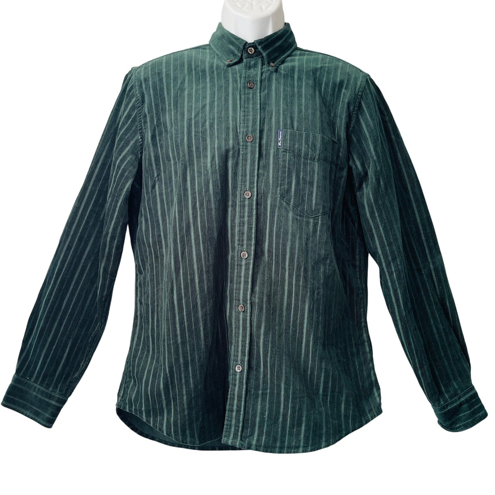 Ben Sherman Ben Sherman Classic Fit Dark Green Cord Stripe Shirt Size M Size US M / EU 48-50 / 2 - 1 Thumbnail