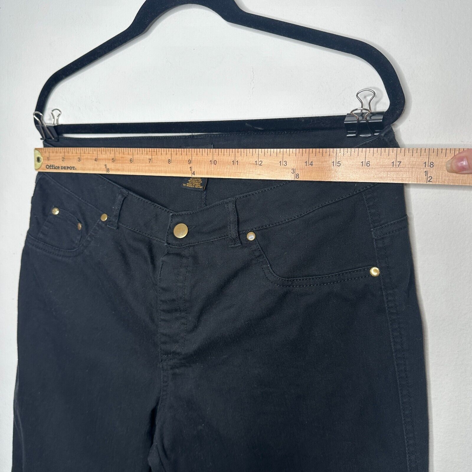 Other Iman Black Stretch Flat Straight Leg Jean L Short Size 34" / US 12 / IT 48 - 6 Thumbnail