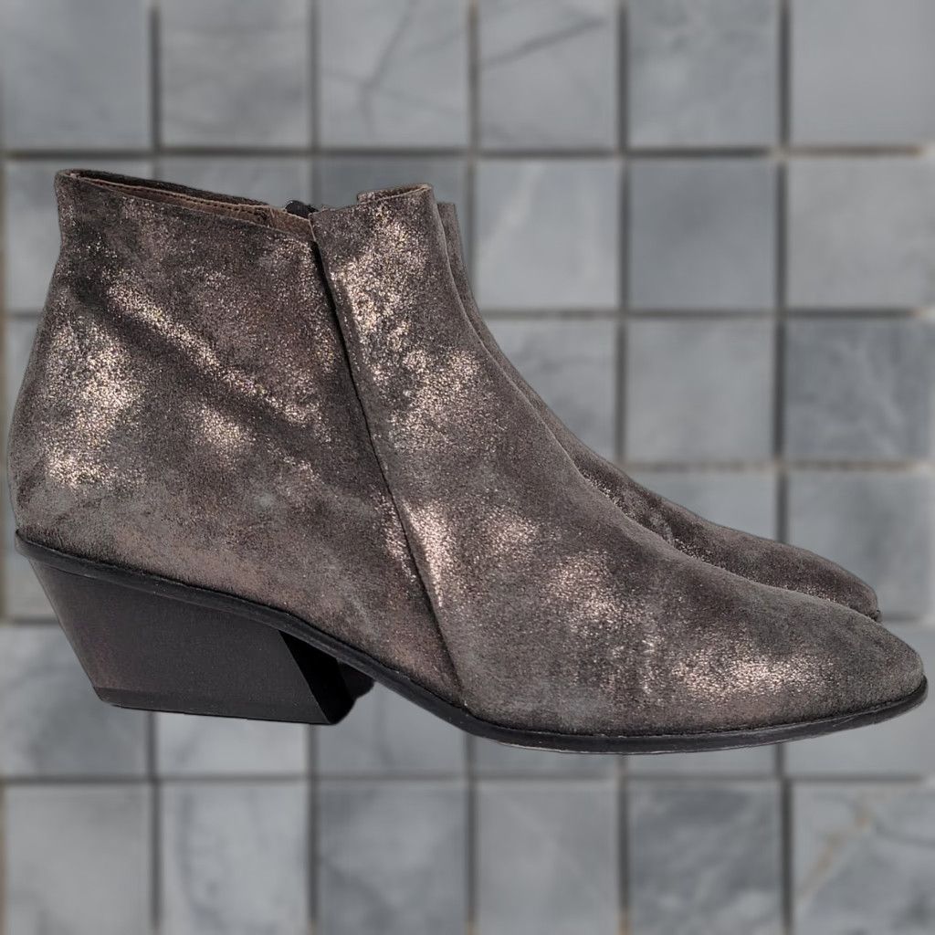 Vintage Coclico Bronze Leather Ankle Boots Women 38 Leather Western Block Heel Zip Size US 6 / IT 36 - 1 Thumbnail