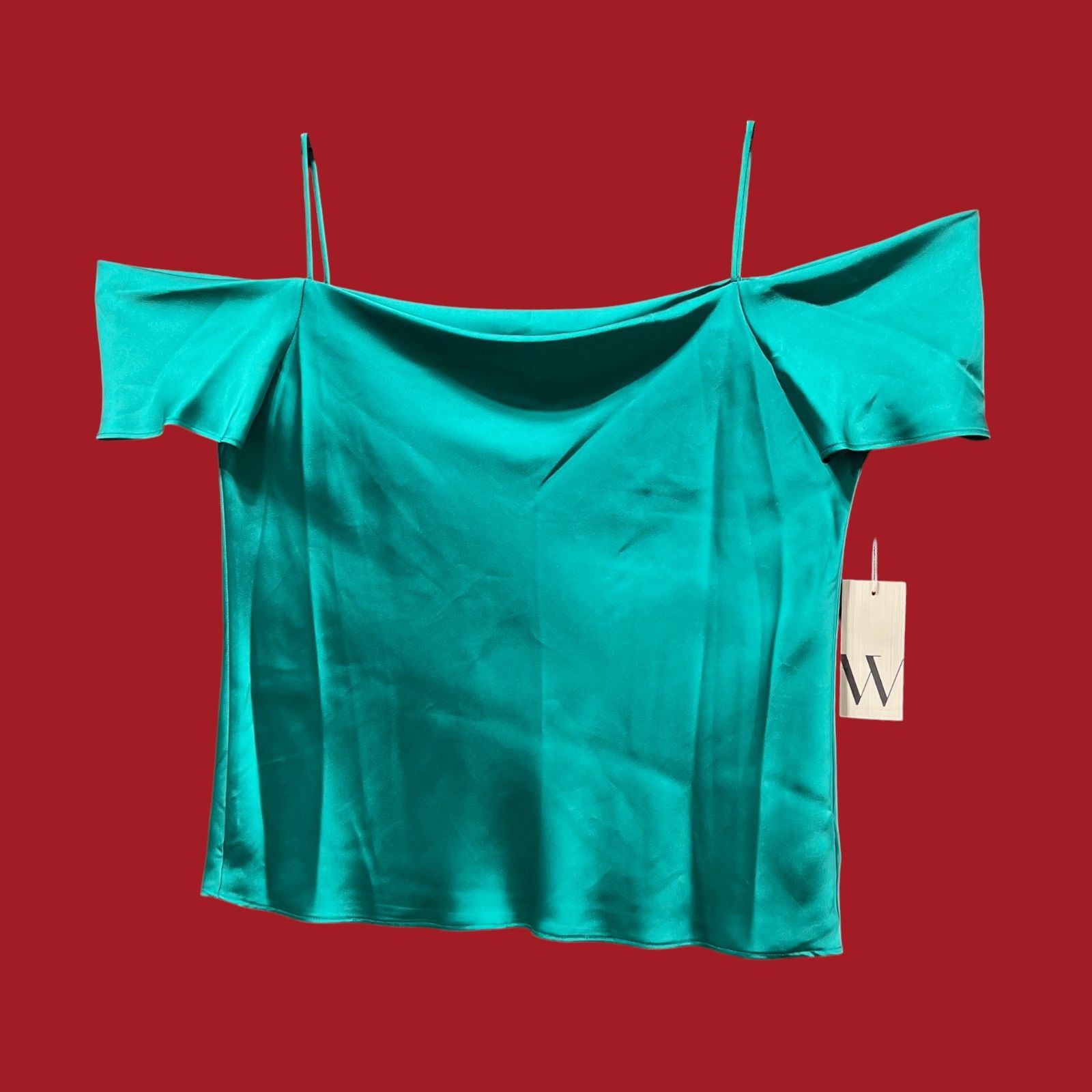 Worthington Worthington - Women's Square Neck Short Sleeve - Satin Blous Size XL / US 12-14 / IT 48-50 - 15 Thumbnail