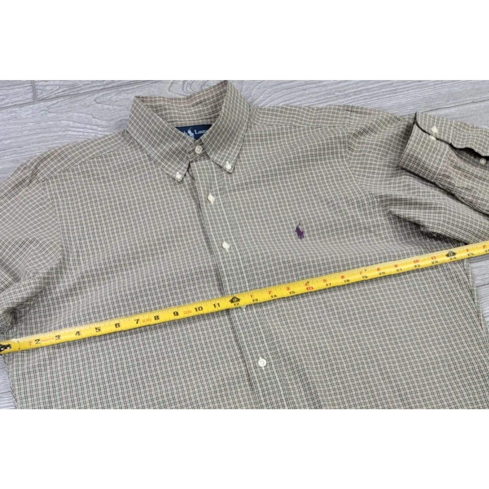 Polo Ralph Lauren Polo Ralph Lauren Button-Up Shirt Mens L Olive Green Plaid Button-Front Classic Knit Cotton Multicolor 90s Theme Size US L / EU 52-54 / 3 - 7 Thumbnail