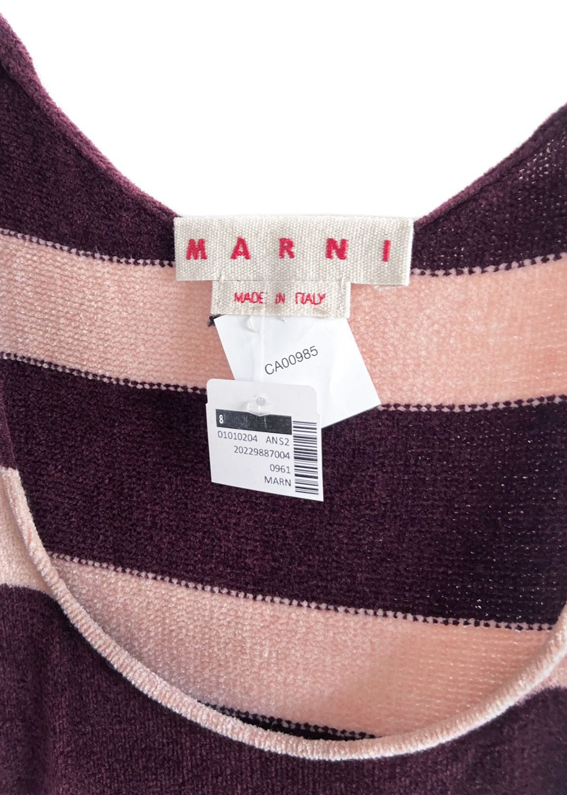 Marni Marni Pink Burgundy Striped Chenille Knit Slit Midi Dress Size M / US 6-8 / IT 42-44 - 5 Thumbnail