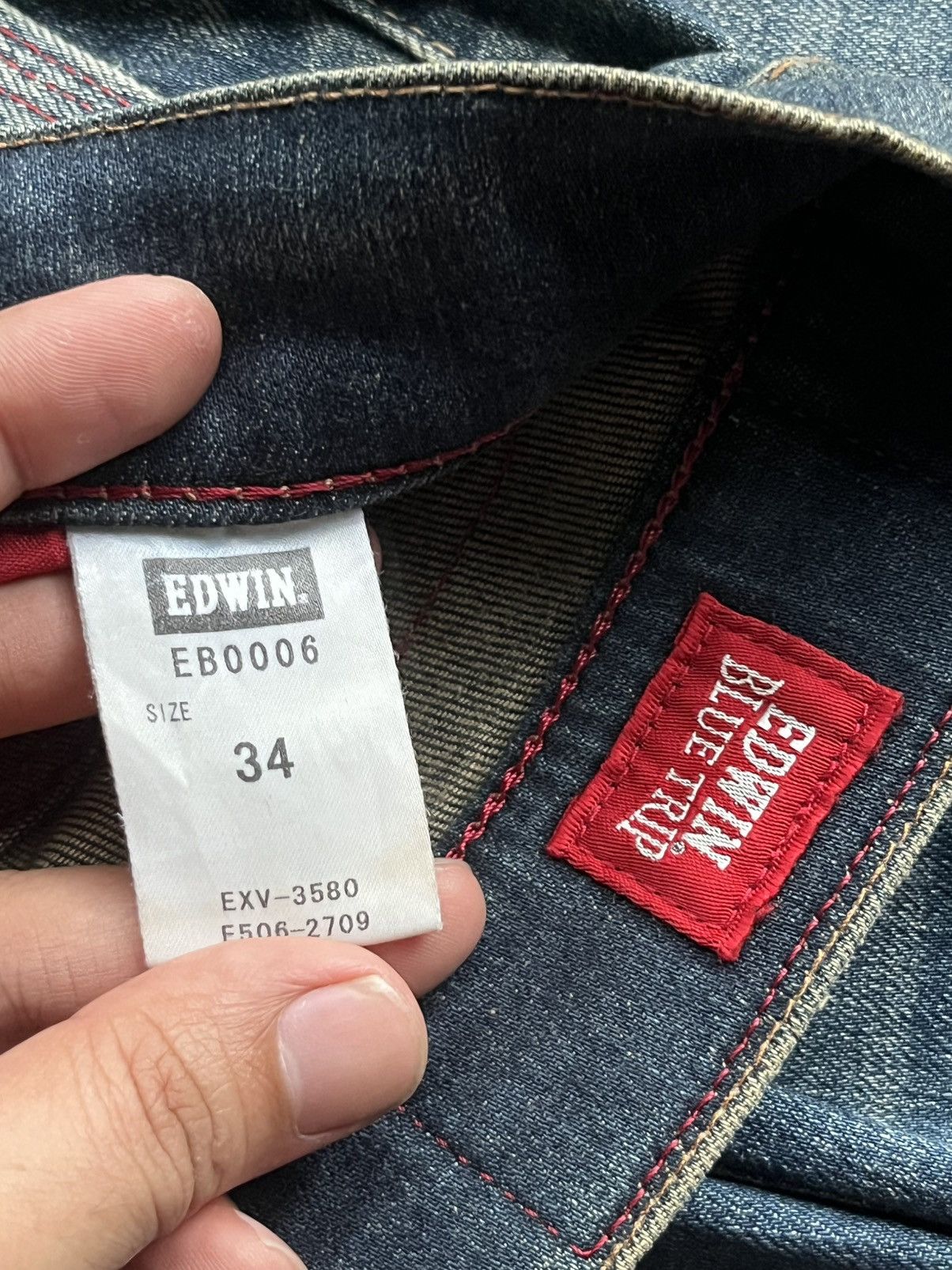 Edwin Vintage Japanese Brand Mud Blue Faded Washed Straight Jeans Size US 34 / EU 50 - 15 Thumbnail