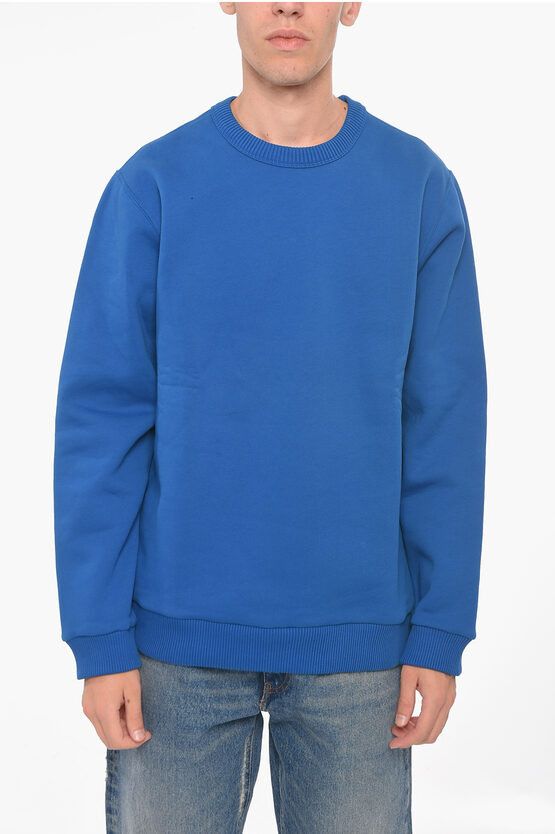 image of Crew Neck Burberry Limited Fleece Cotton Sweatshirt in Blue, Men's (Size XS)